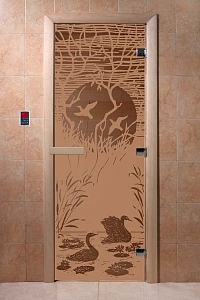Дверь для сауны "Лебединное озеро" (матовая) 190х70
